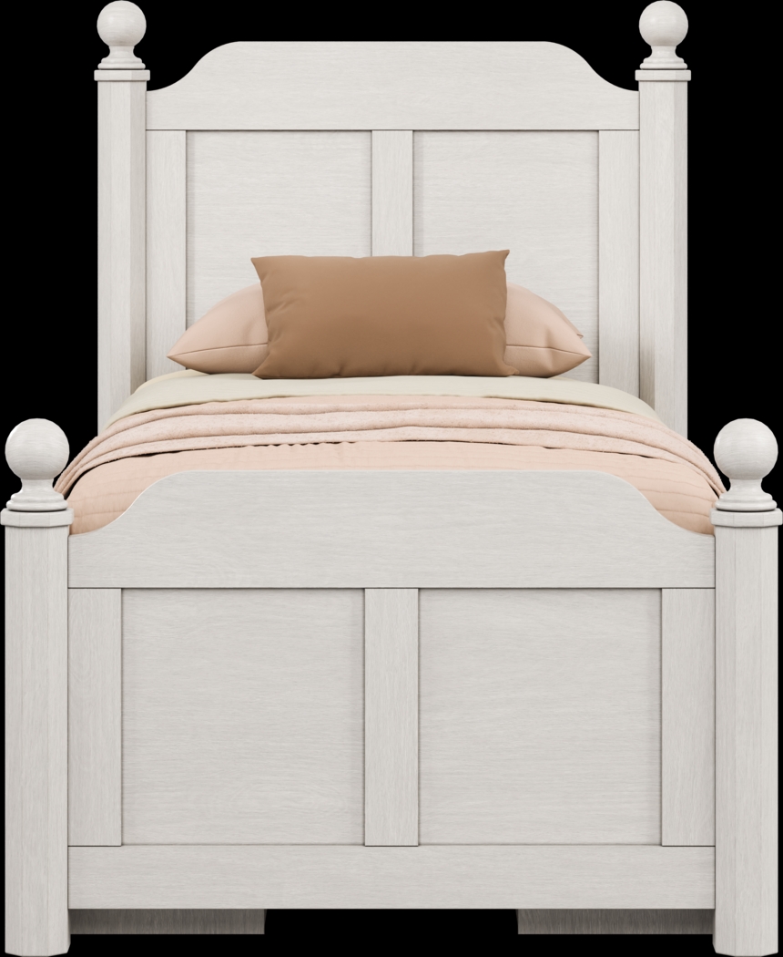 Kids South Bend Washed White Twin Poster Bed with 2 Storage Side Rails - Thumbnail - Image 2