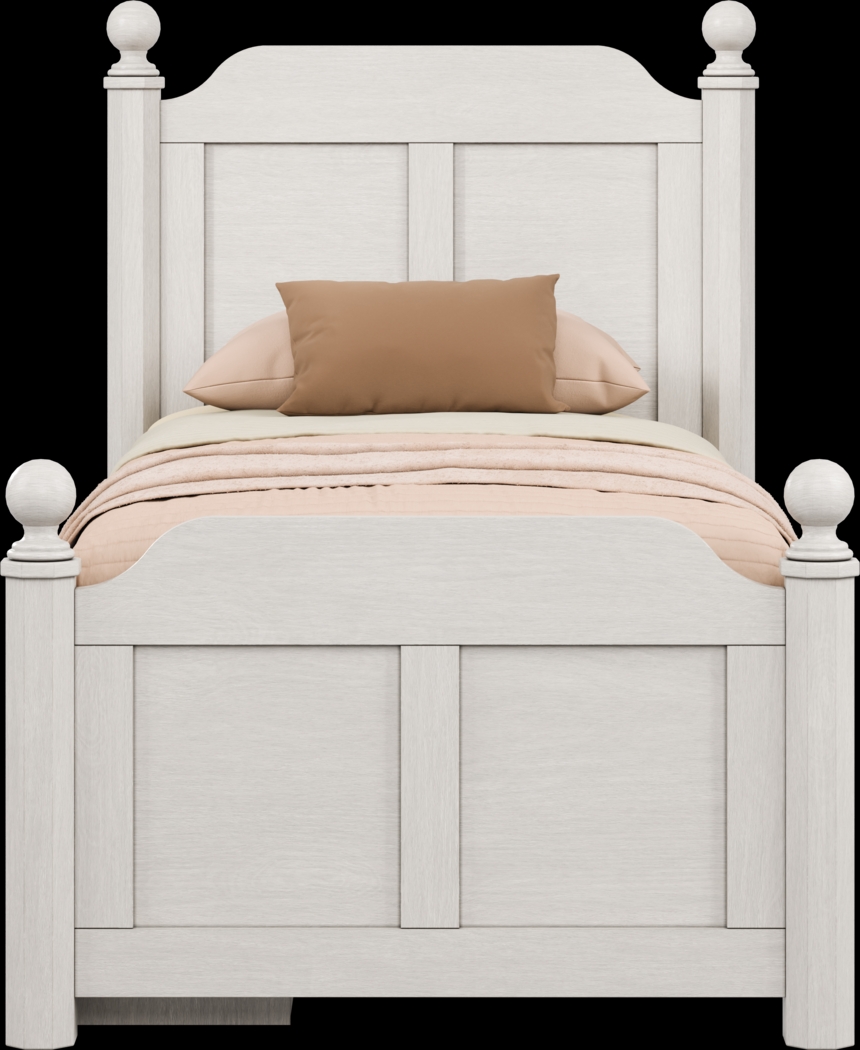 Kids South Bend Washed White Twin Poster Bed with Storage Side Rail - Thumbnail - Image 2