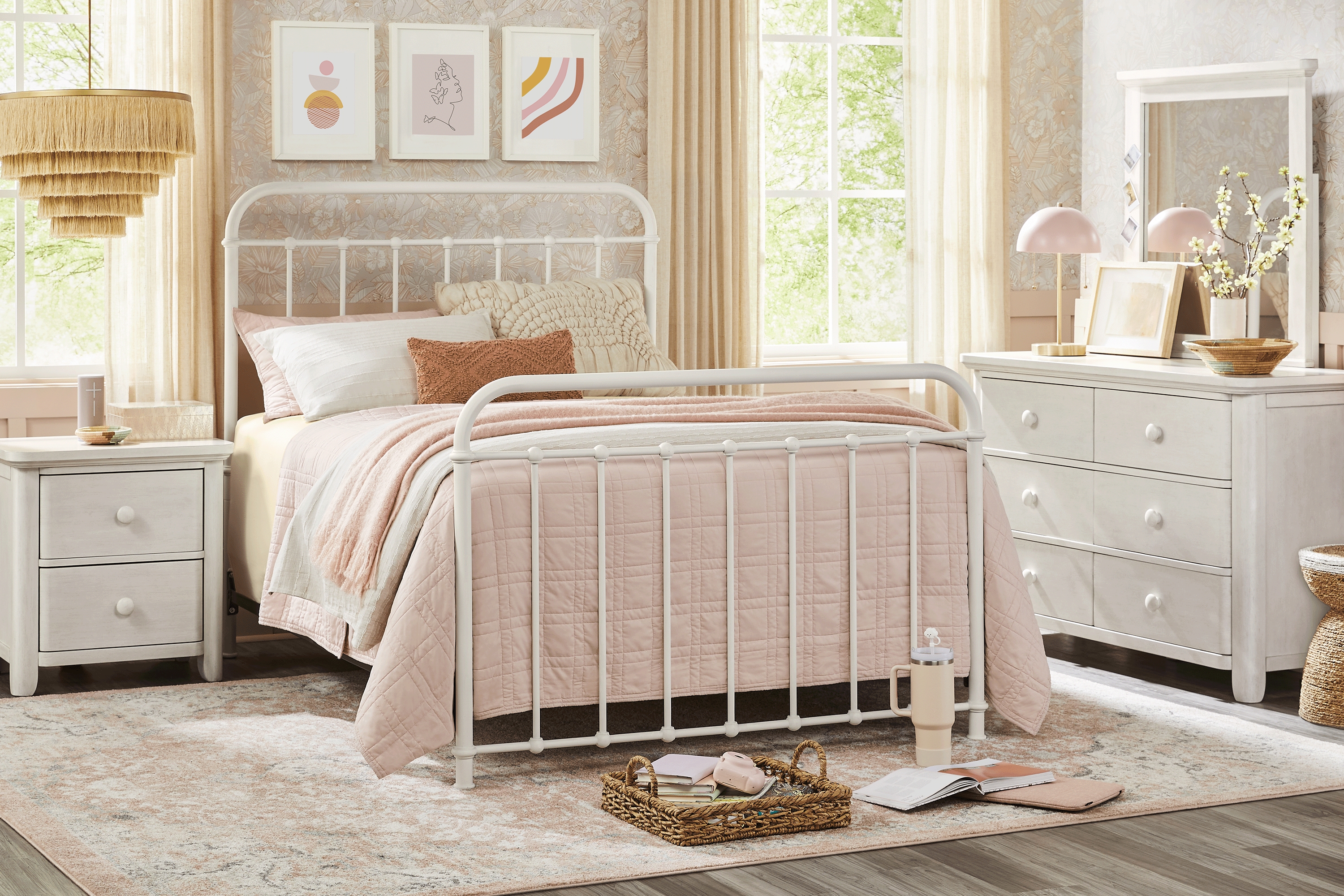 Kids Saddlerock White Full Metal Bed - Thumbnail - Image 2