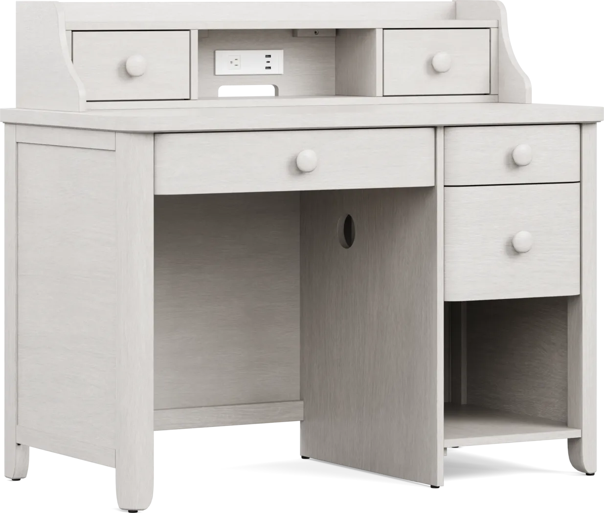 Kids South Bend Washed White Desk and Hutch - Thumbnail - Image 2