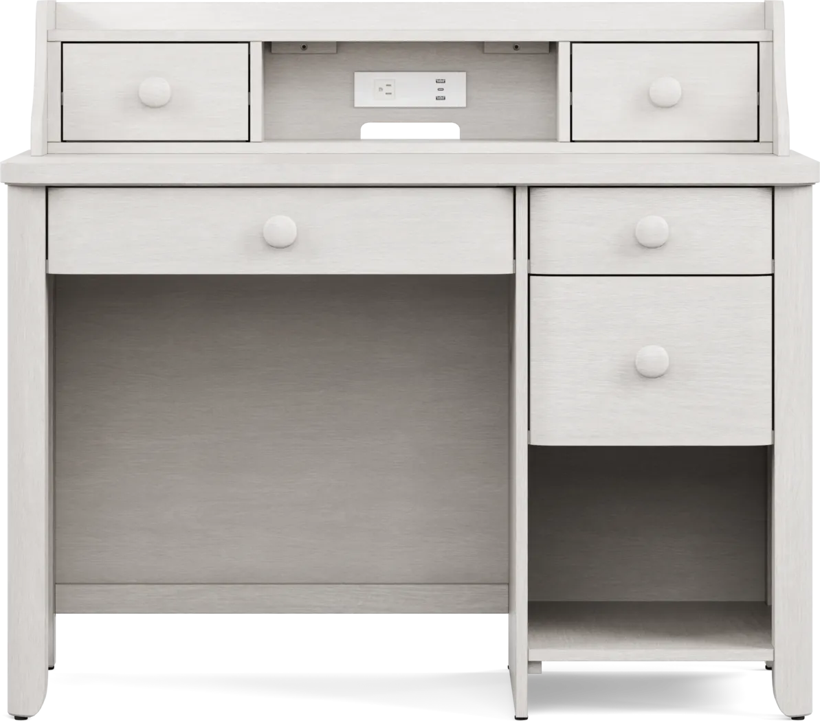 Kids South Bend Washed White Desk and Hutch - Thumbnail - Image 1