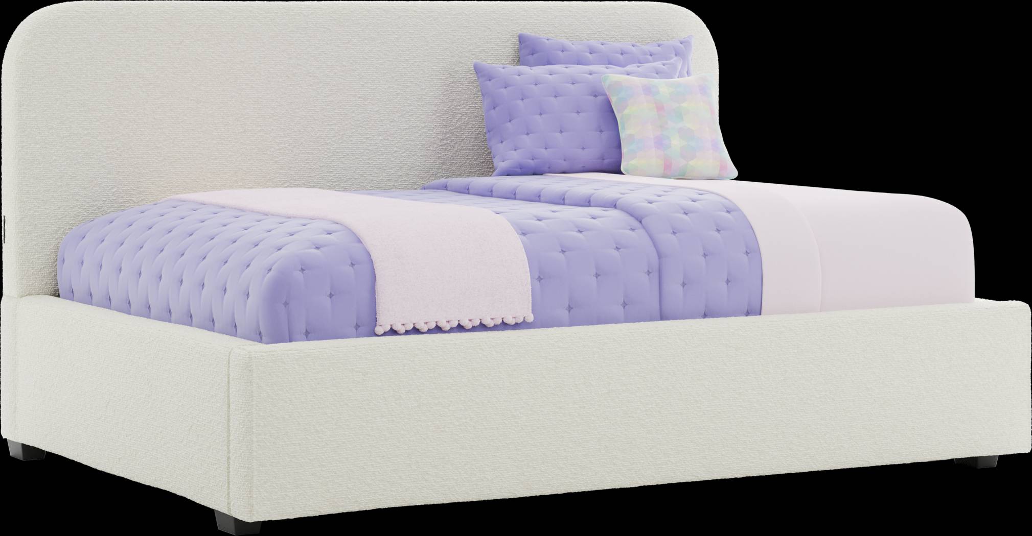 Kids Souxsie White Full Upholstered Lounge Bed - Thumbnail - Image 1