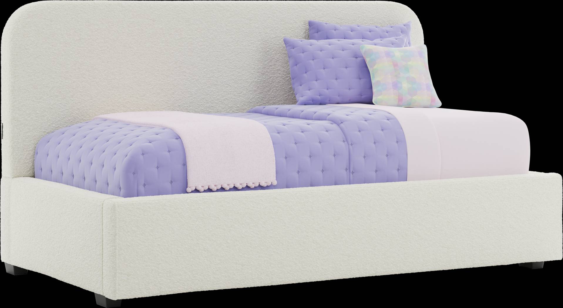 Kids Souxsie White Twin Upholstered Lounge Bed - Thumbnail - Image 1