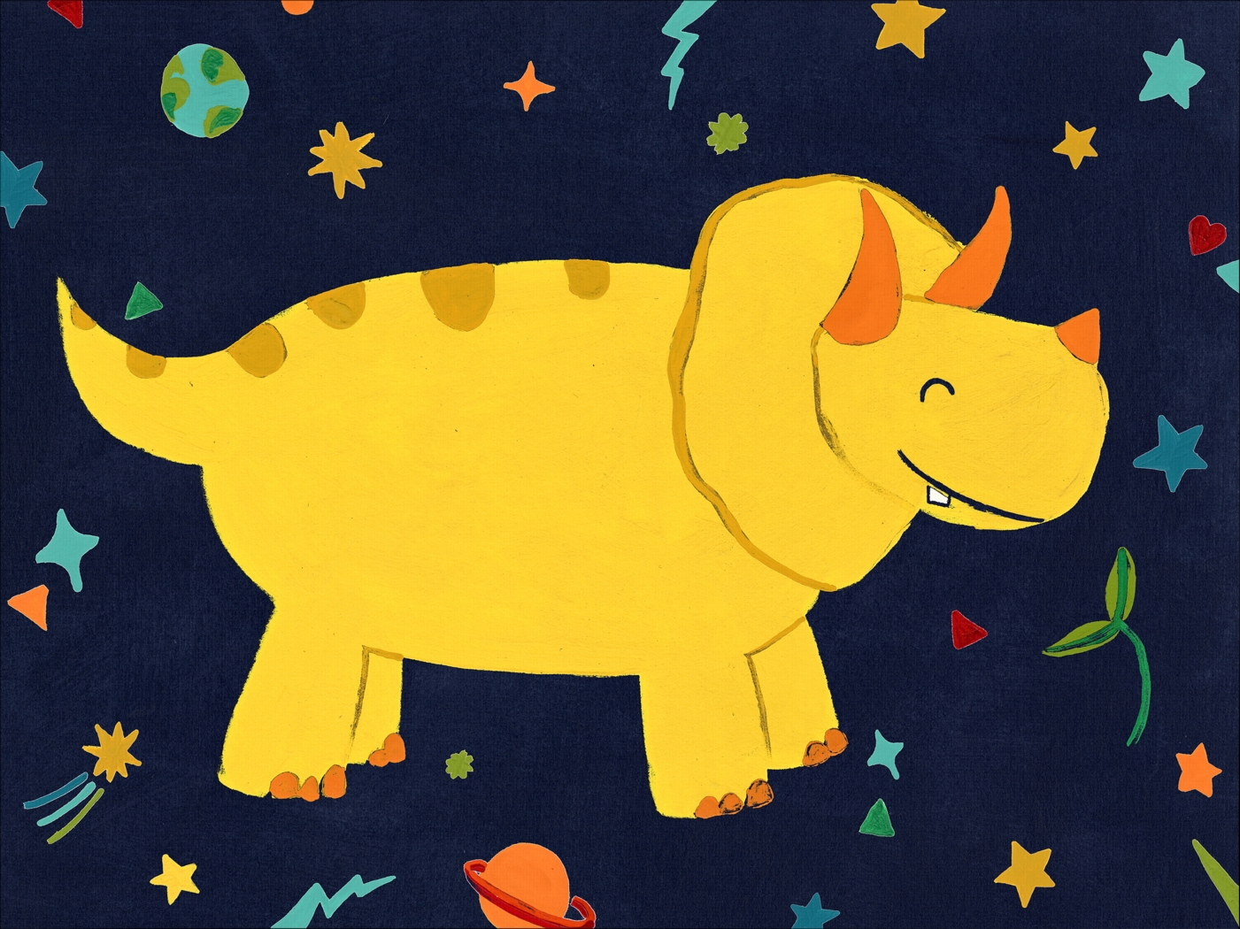 Kids Space Dinos III Yellow Artwork - Thumbnail - Image 1