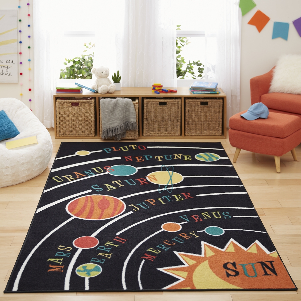 Kids Space Explorer Black 5' x 8' Rug - Thumbnail - Image 2