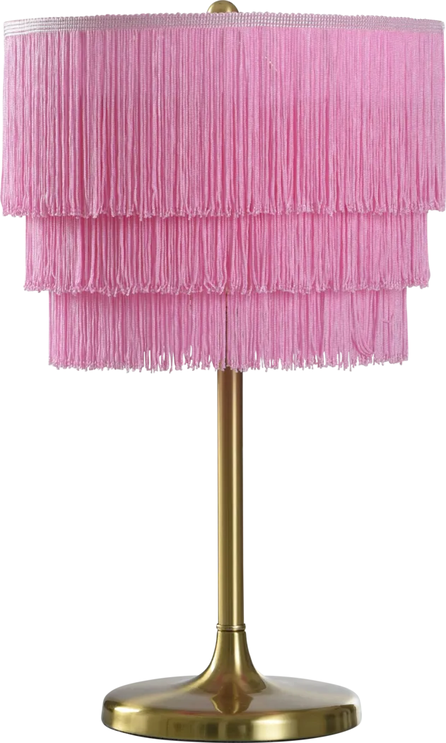 Kids Sparkles & Spice Decor Pink Fringe Table Lamp - Thumbnail - Image 1