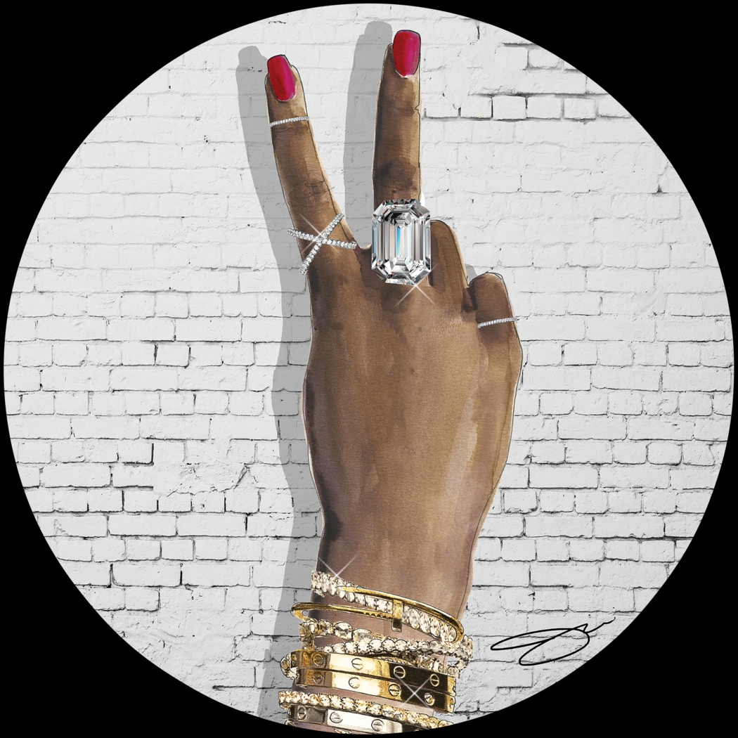 Kids Sparkling Peace Gray Glass Wall Art - Thumbnail - Image 1