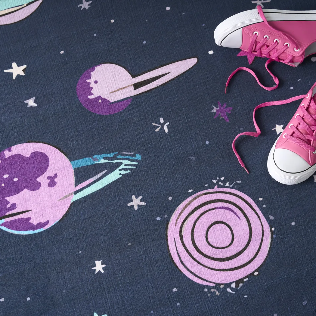 Kids Sparkling Stars Black 6'6 x 9'2 Rug - Thumbnail - Image 5