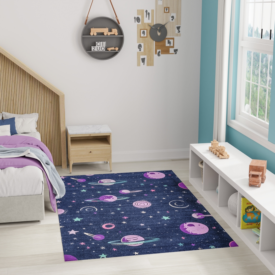 Kids Sparkling Stars Black 5' x 7' Rug - Thumbnail - Image 2