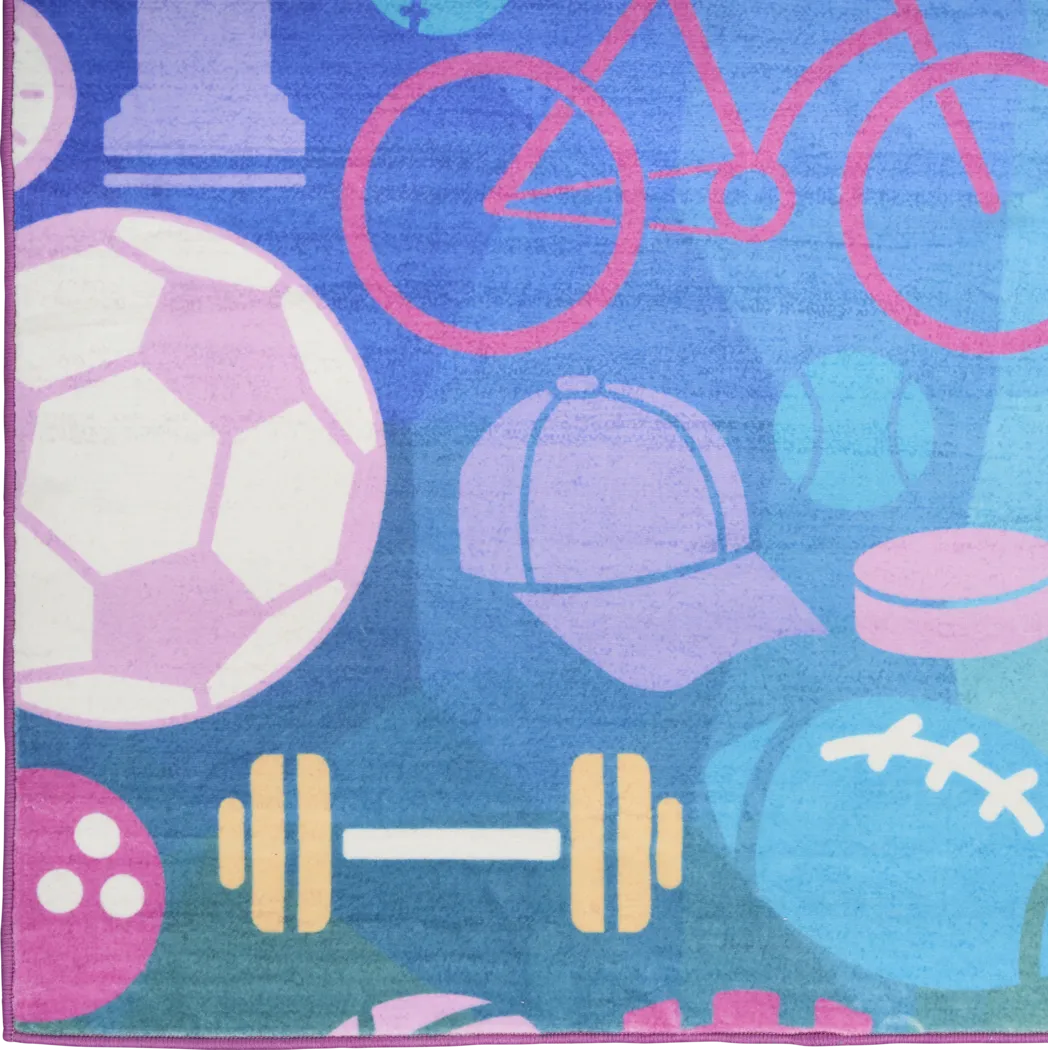 Kids Sports Medley Purple 4' x 6' Rug - Thumbnail - Image 4