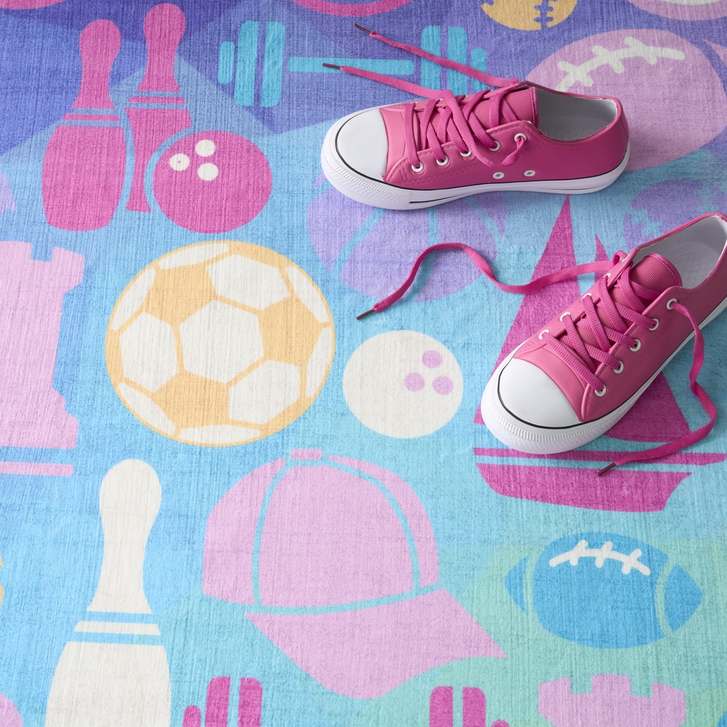 Kids Sports Medley Purple 5' x 7' Rug - Thumbnail - Image 6