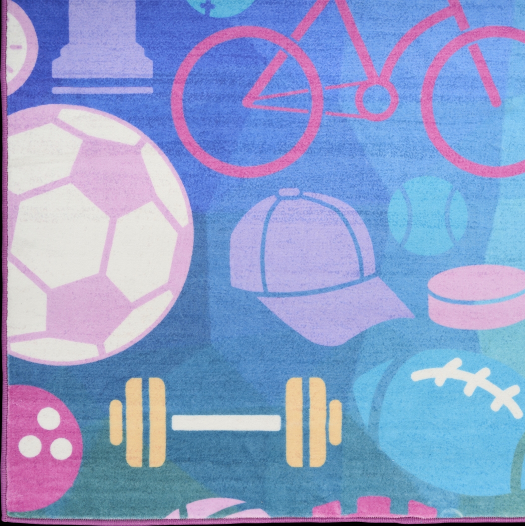 Kids Sports Medley Purple 6'6 x 9'2 Rug - Thumbnail - Image 4
