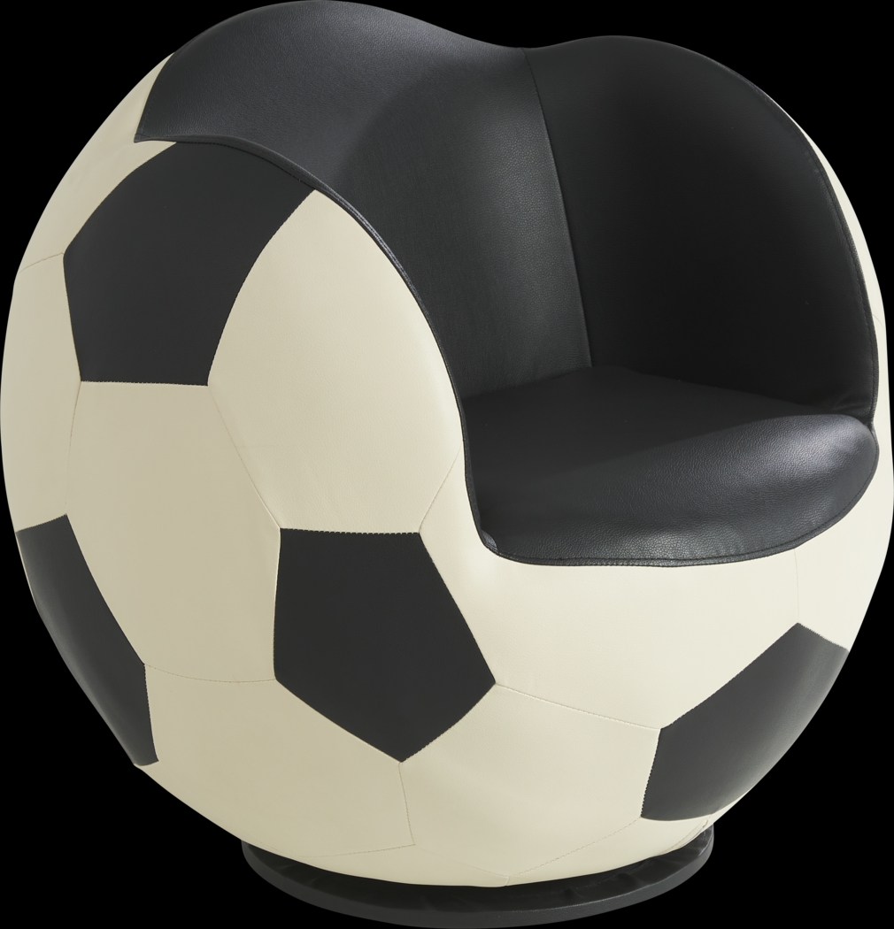 Kids Sports Zone 2.0 Black and White Soccer Ball Chair - Thumbnail - Image 1