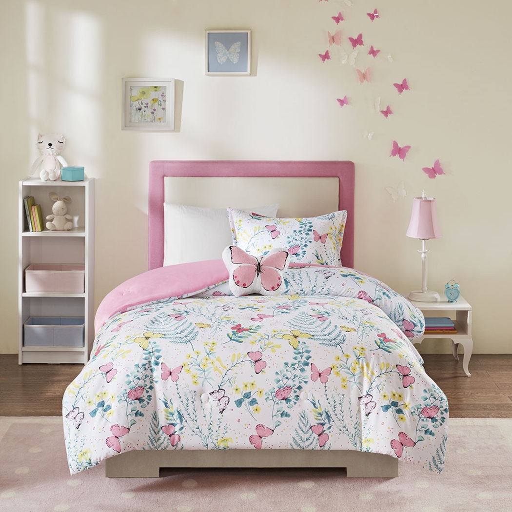 Kids Spring Butterflies Pink Full Comforter Set - Thumbnail - Image 9