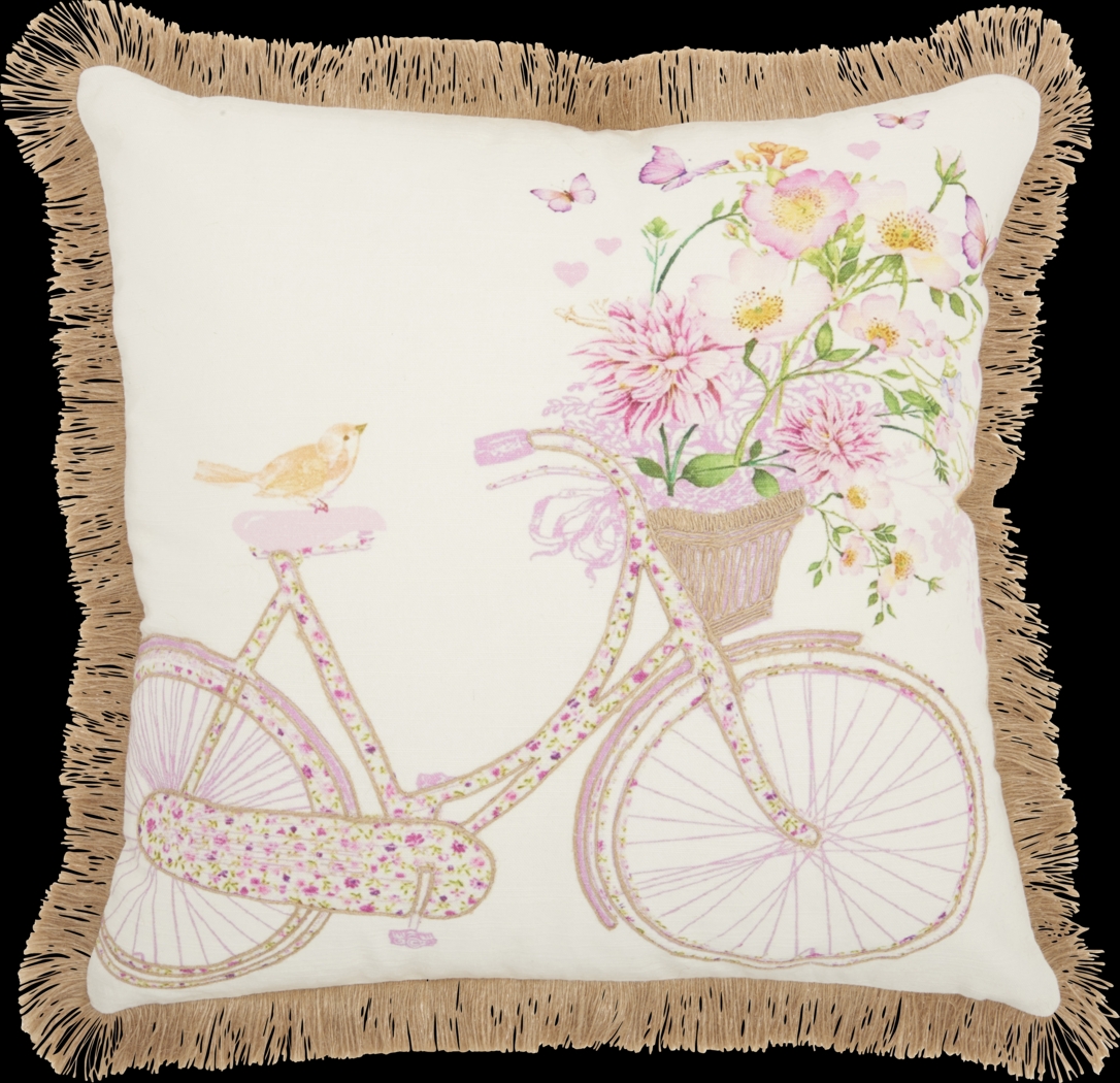 Kids Spring Ride White Accent Pillow - Thumbnail - Image 1