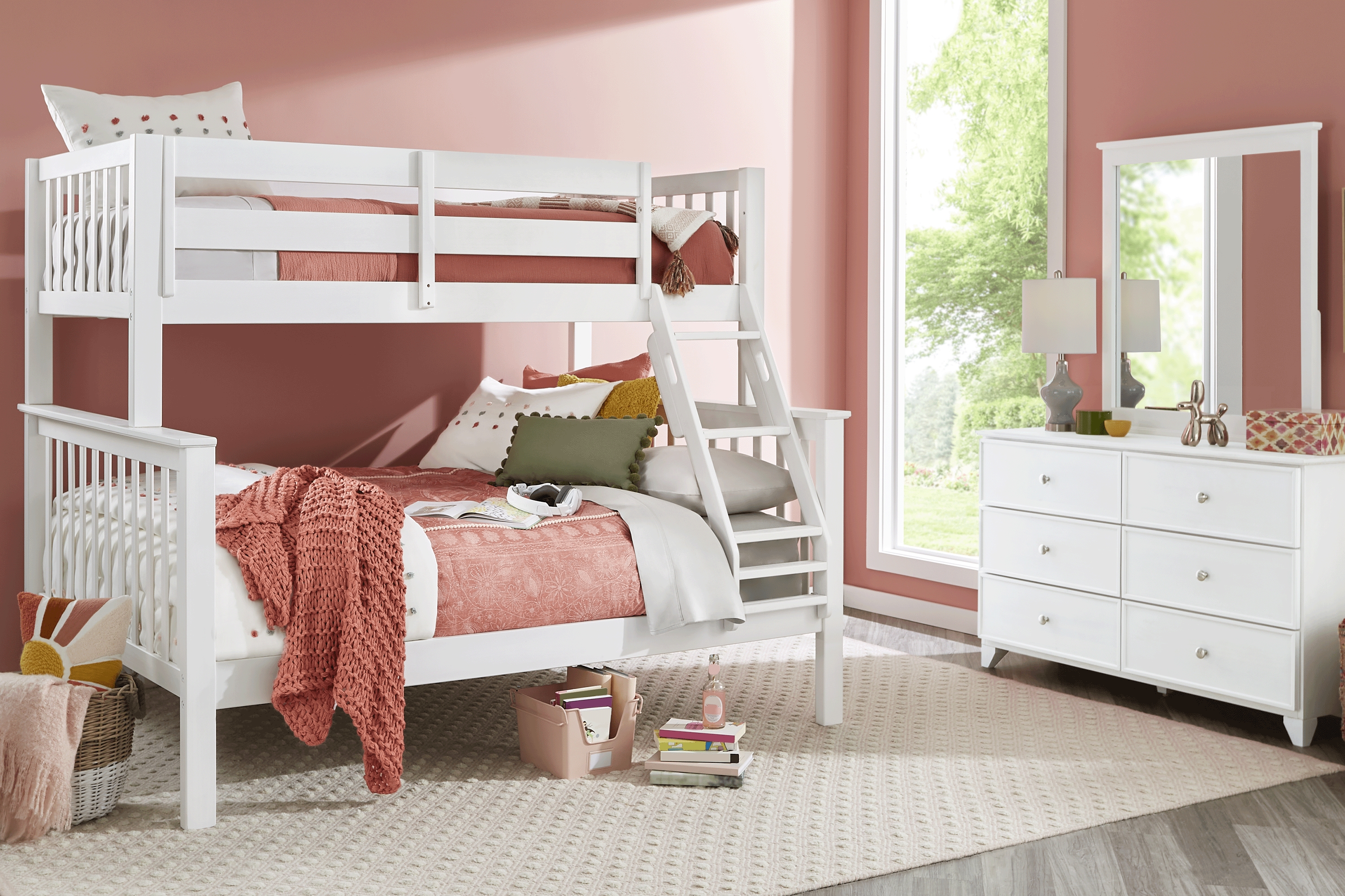 Kids Springtown White Wash 6 Pc Twin/Full Bunk Bedroom - Thumbnail - Image 1