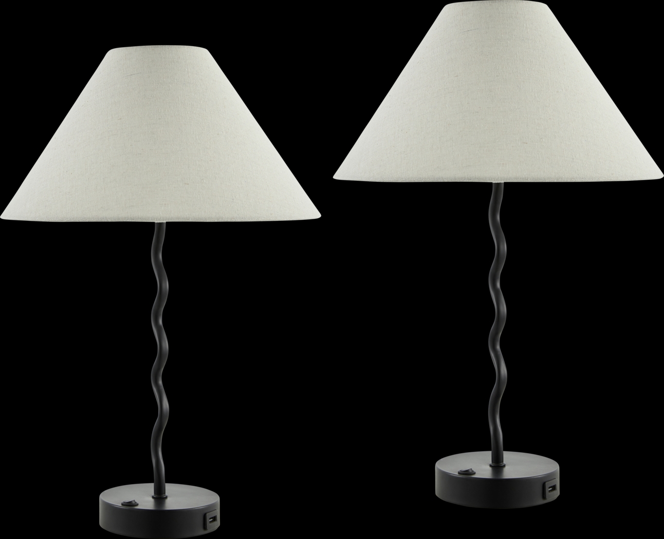 Kids Squiggly Lane Black Lamp, Set of 2 - Thumbnail - Image 1