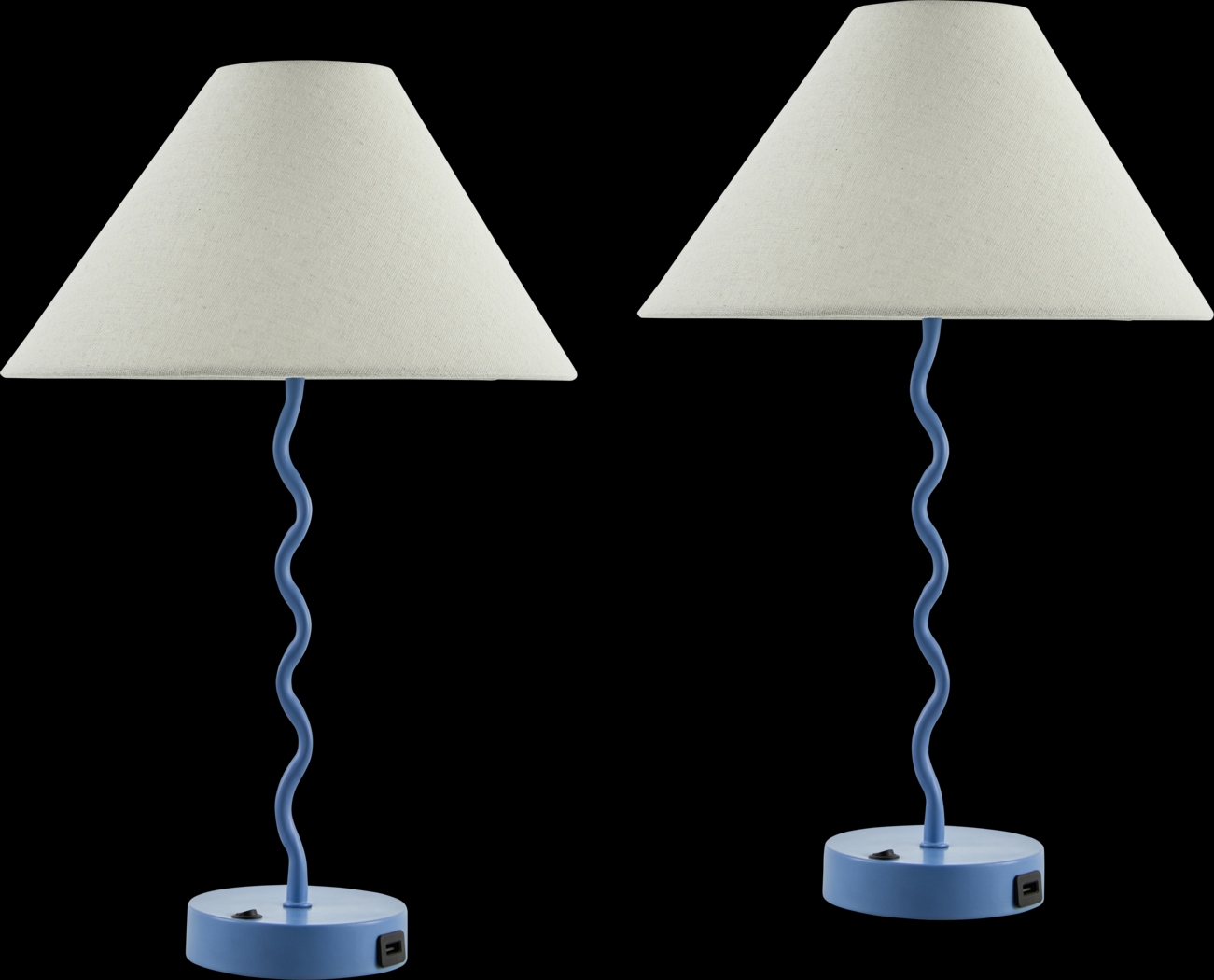 Kids Squiggly Lane Blue Lamp, Set of 2 - Thumbnail - Image 1