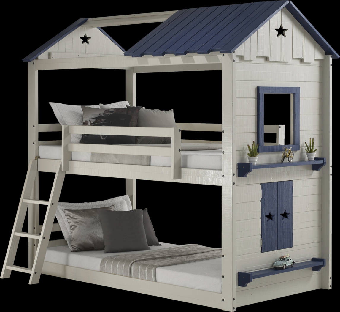 Kids Star Gazing I Light Gray Twin/Twin Bunk Bed - Thumbnail - Image 1