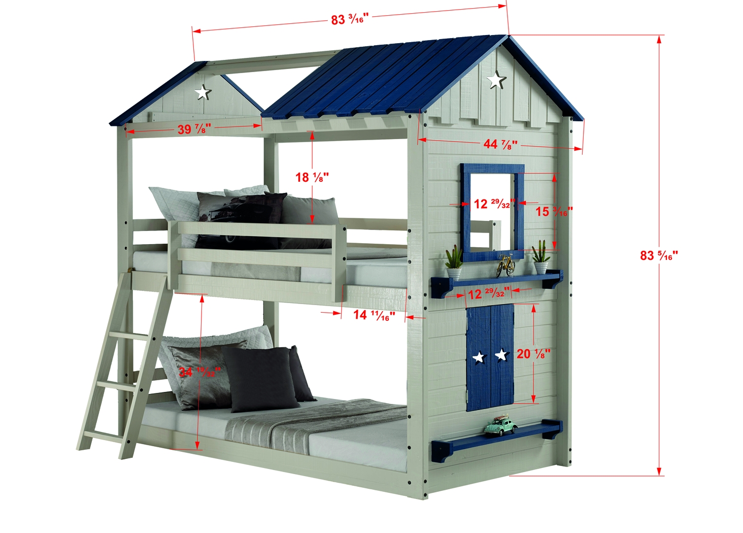 Kids Star Gazing II Light Gray Twin/Twin Bunk Bed with Tent - Thumbnail - Image 4