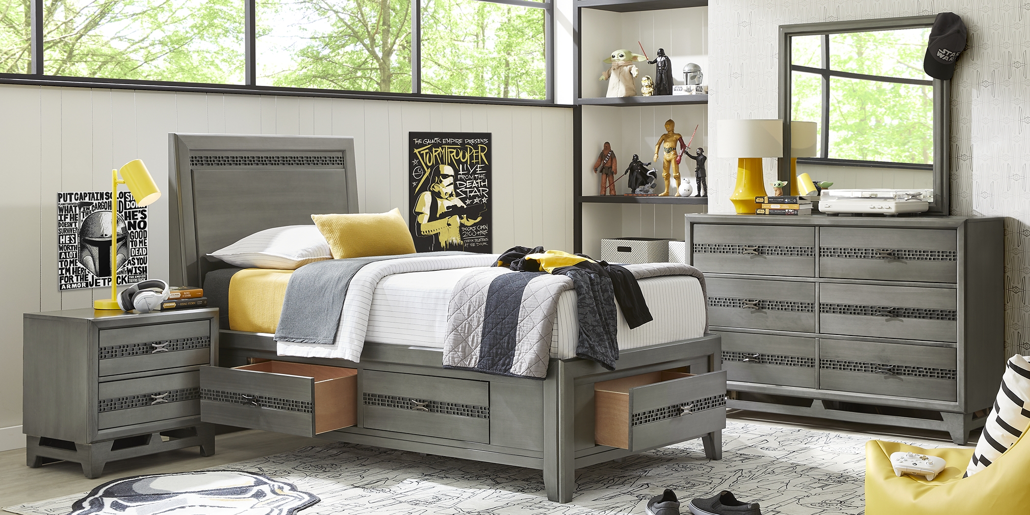 Kids Star Wars Carbonite Gray 5 Pc Twin Storage Bedroom - Thumbnail - Image 2