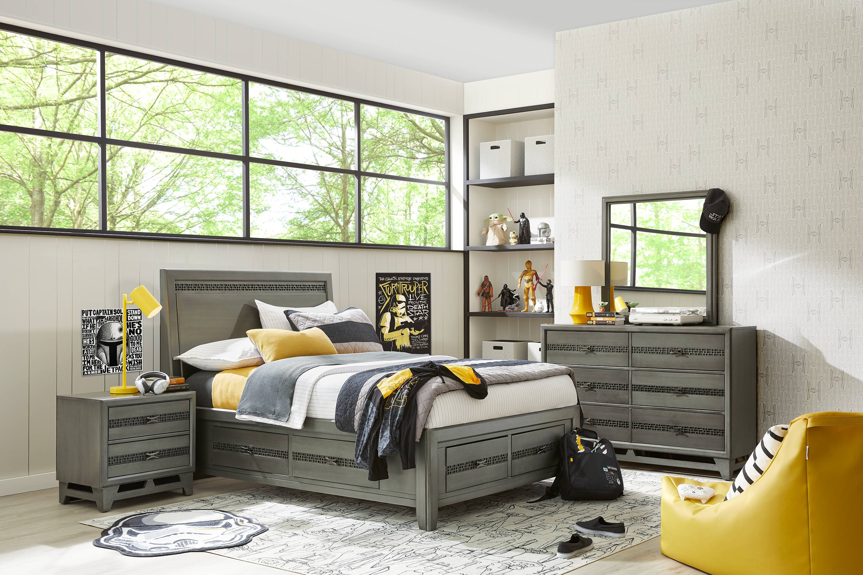 Kids Star Wars Carbonite Gray 5 Pc Full Storage Bedroom - Thumbnail - Image 1