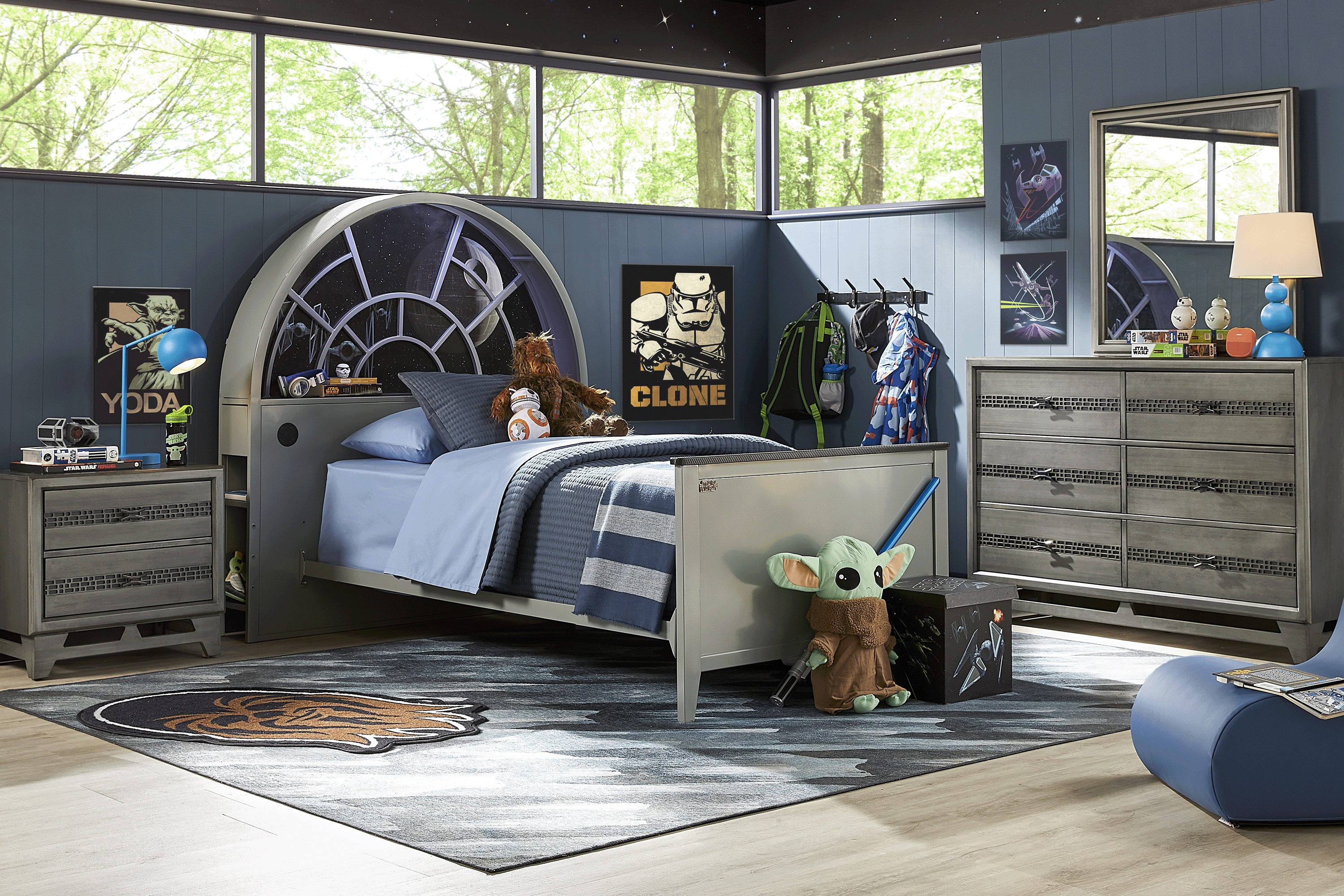 Kids Star Wars Millennium Falcon Gray 5 Pc Twin Bedroom - Thumbnail - Image 1