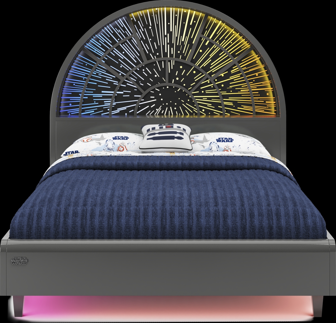 Star Wars Black Lighted Bedroom with Millennium Falcon Lightspeed Carbonite Full Platform Bed - Thumbnail - Image 2