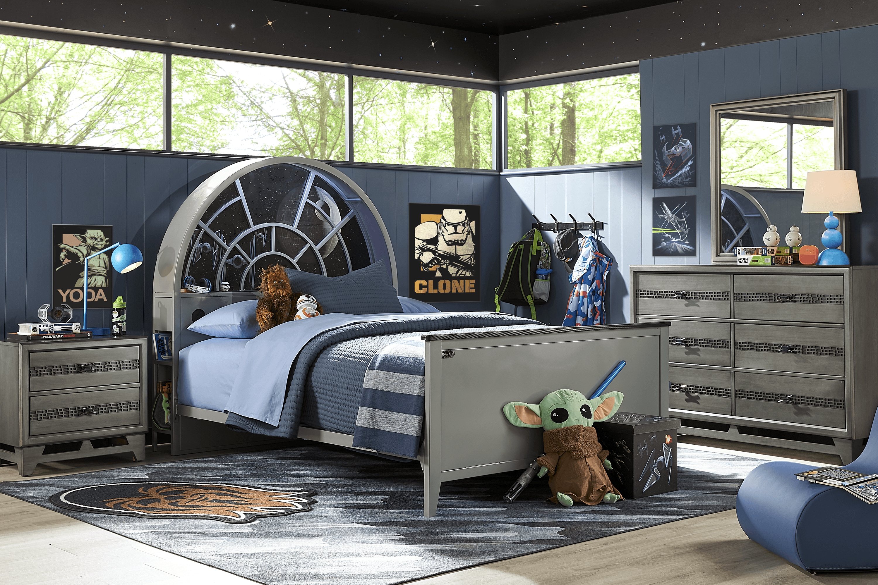 Kids Star Wars Millennium Falcon™ Gray 3 Pc Twin Bookcase Bed - Thumbnail - Image 2