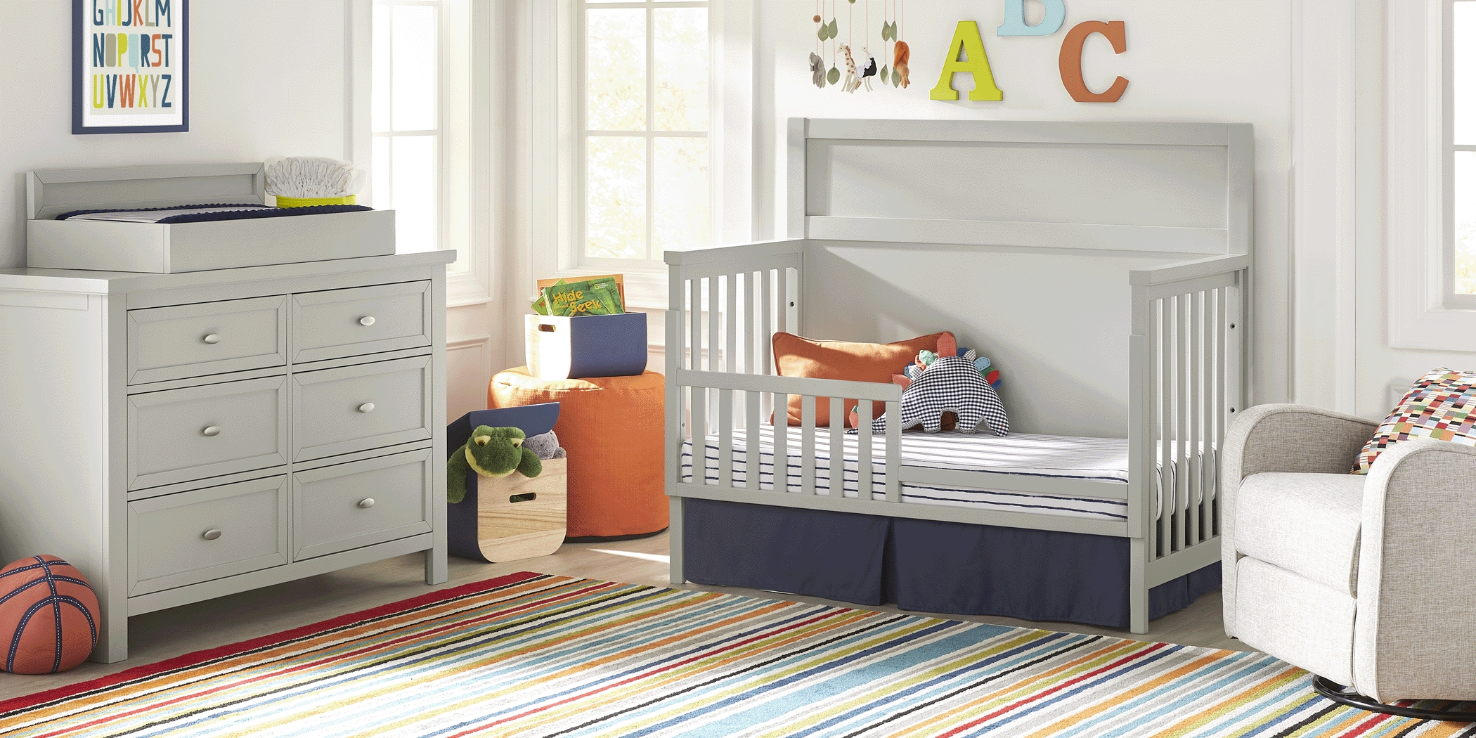 Kids Starry Dreams Gray 5 Pc Nursery with Toddler Rails - Thumbnail - Image 2