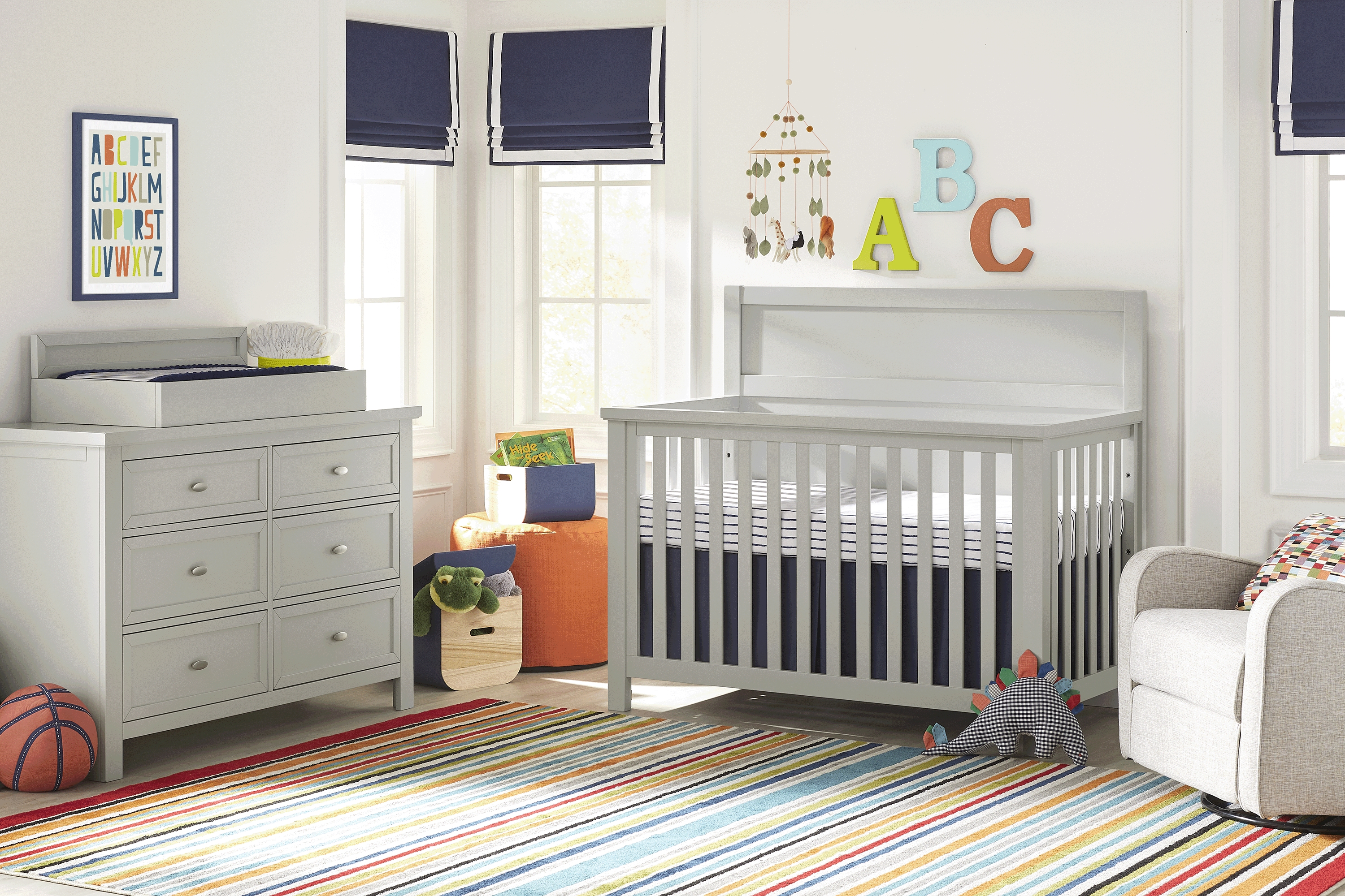 Kids Starry Dreams Gray 4 Pc Nursery with Toddler Rails - Thumbnail - Image 1