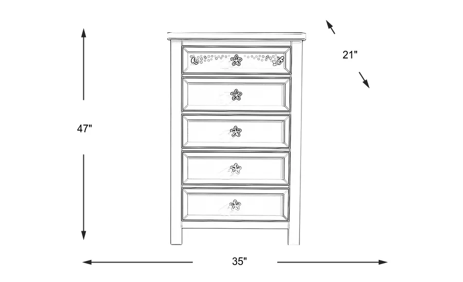 Dimension Image. Please refer to the Dimension Tab on this page for dimension details.