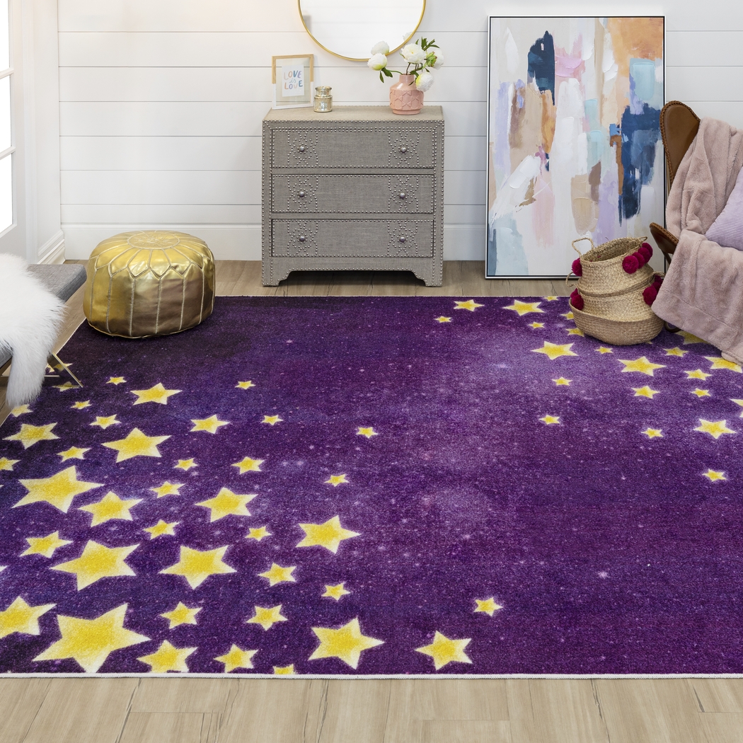 Kids Starry Sky Purple 5' x 8' Rug - Thumbnail - Image 2