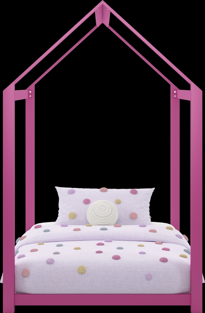 Kids Storybook Pink Twin House Bed - Thumbnail - Image 2