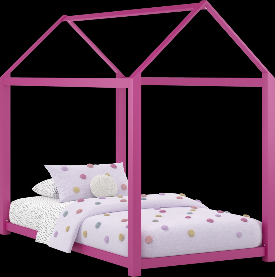 Kids Storybook Pink Twin House Bed - Thumbnail - Image 1