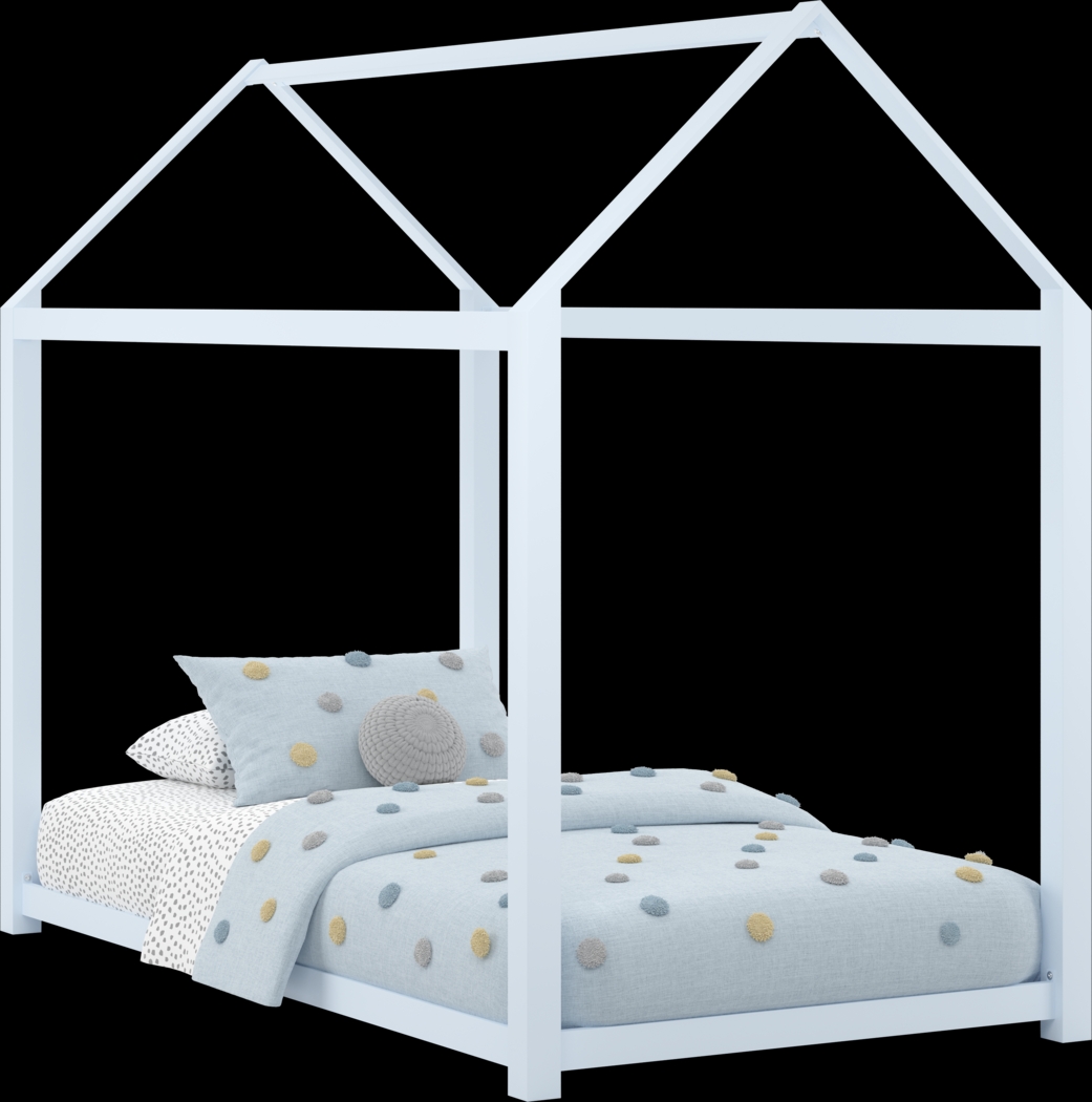 Kids Storybook Sky Blue Twin House Bed - Thumbnail - Image 1