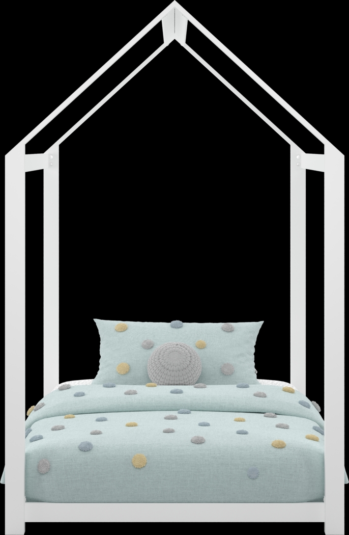Kids Storybook White Twin House Bed - Thumbnail - Image 2