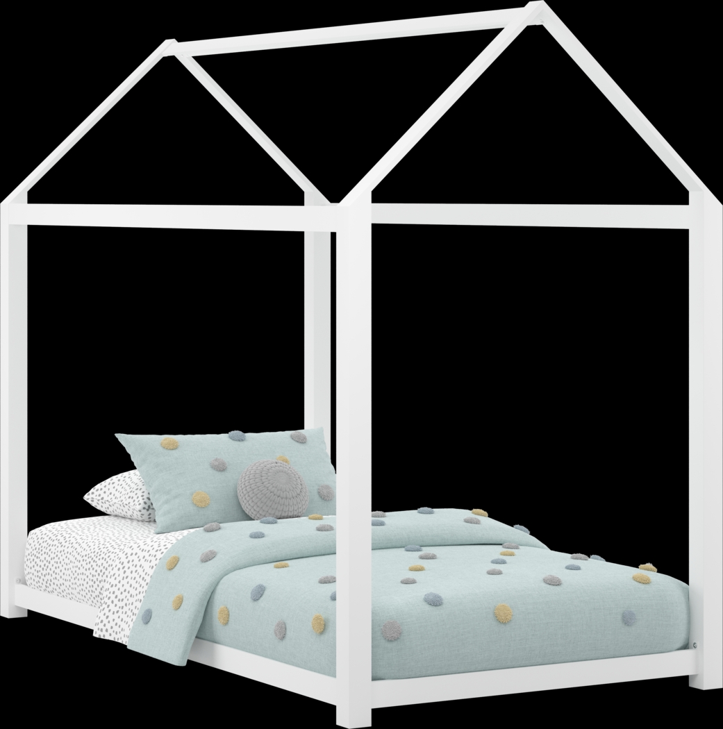 Kids Storybook White Twin House Bed - Thumbnail - Image 1