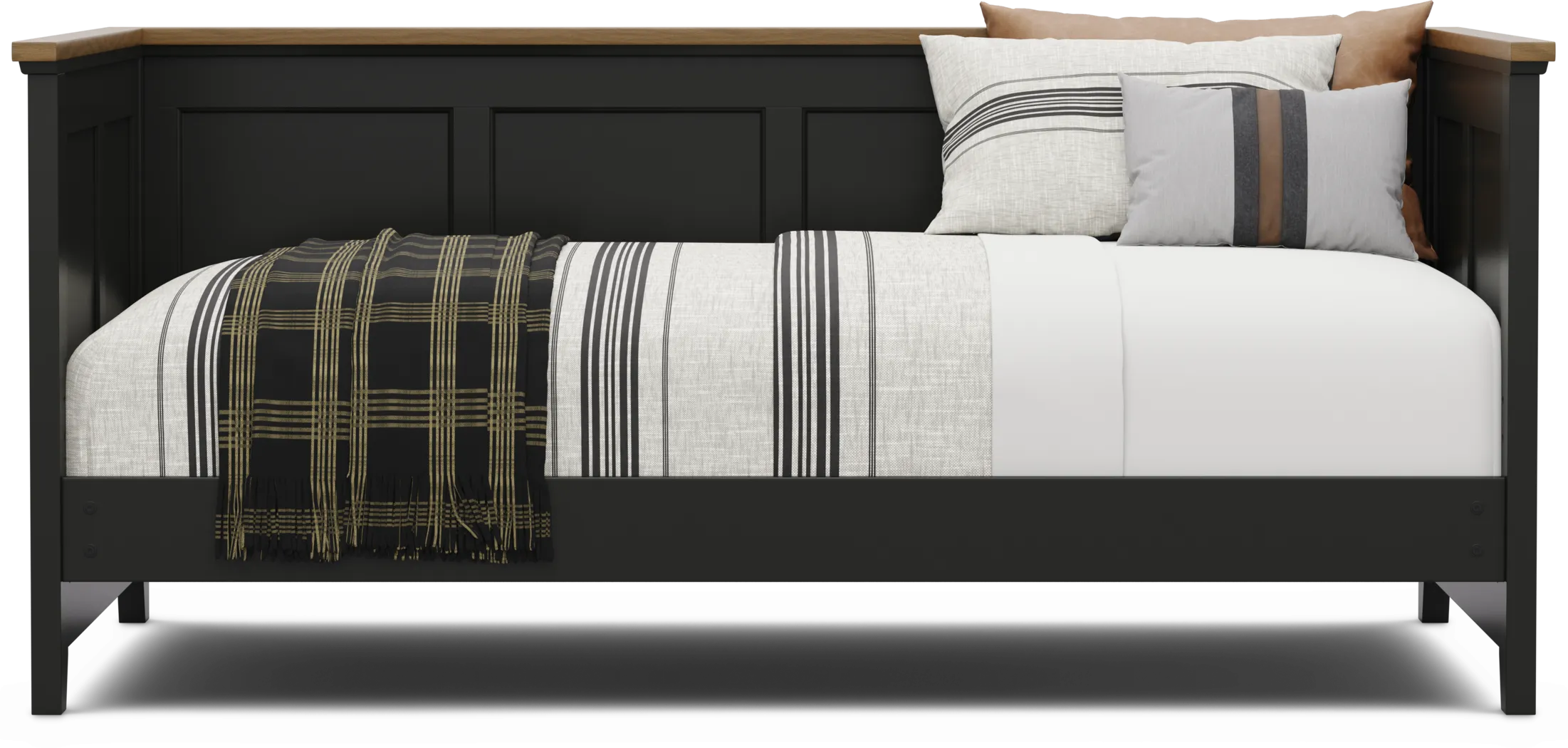 Kids Sugar Hollow Black Twin Daybed Bedroom with Creekside 2.0 Chestnut Chest and Nightstand - Thumbnail - Image 3