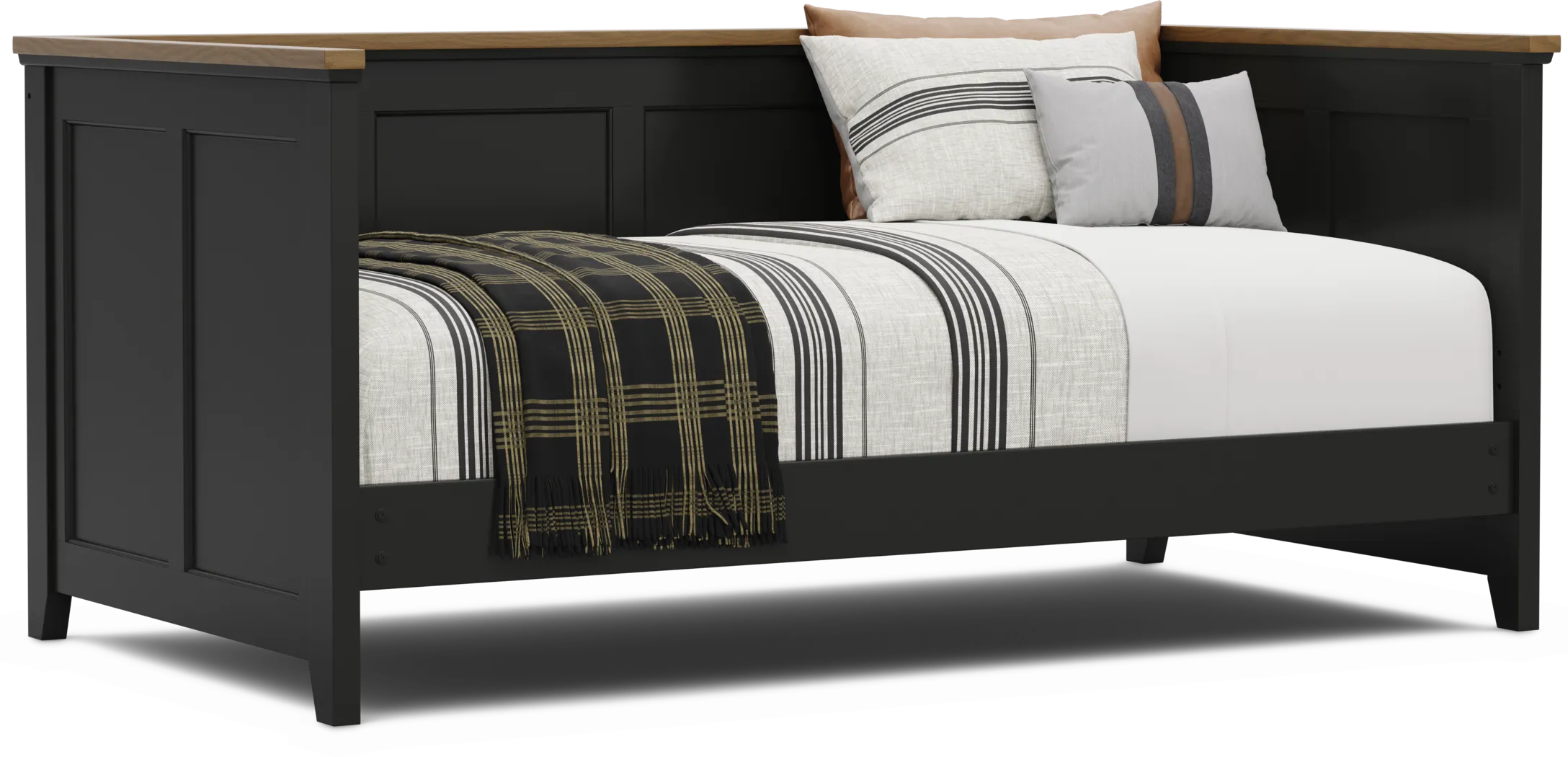 Kids Sugar Hollow Black Twin Daybed Bedroom with Creekside 2.0 Chestnut Chest and Nightstand - Thumbnail - Image 2