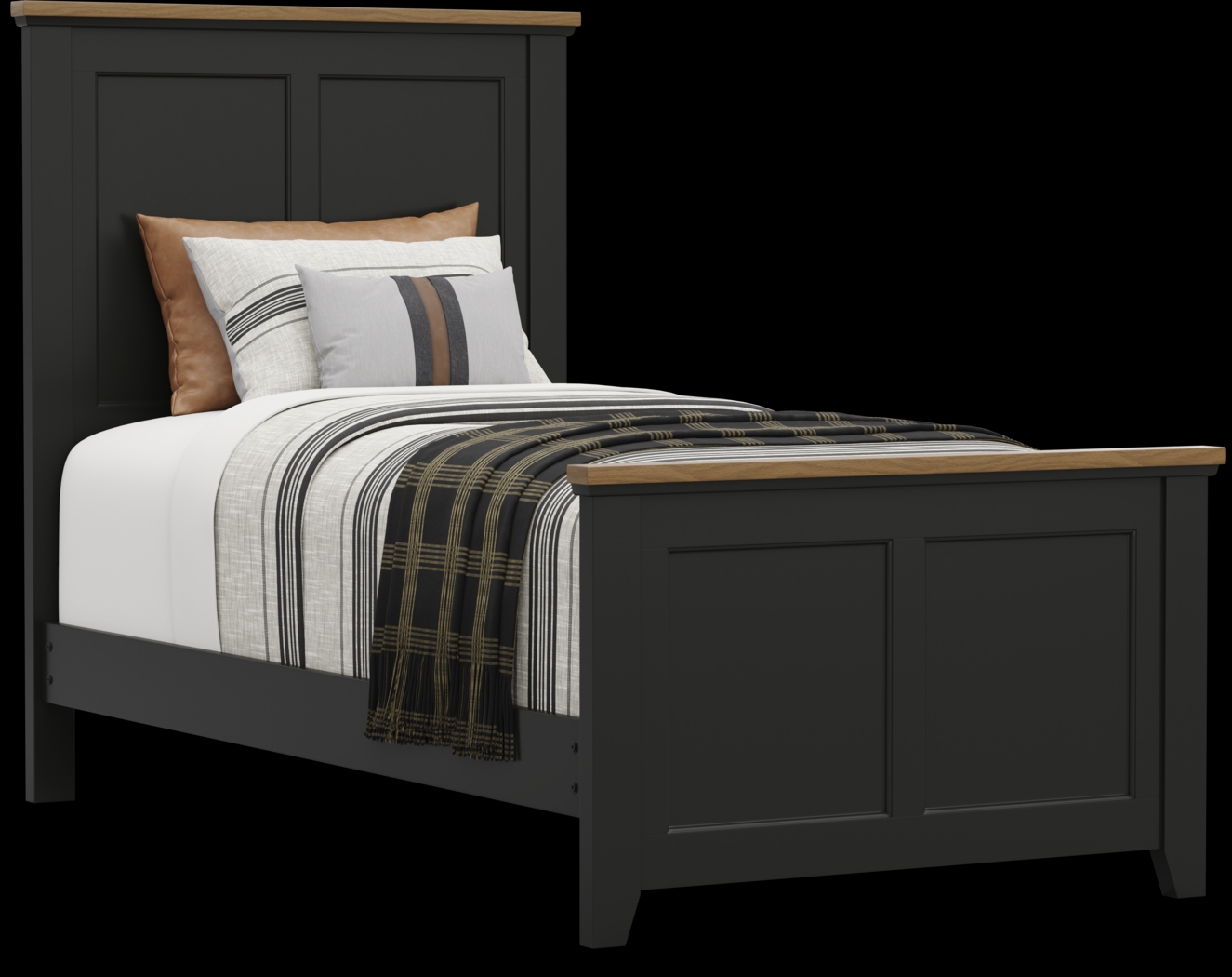 Kids Sugar Hollow Black Twin Panel Bed - Thumbnail - Image 1