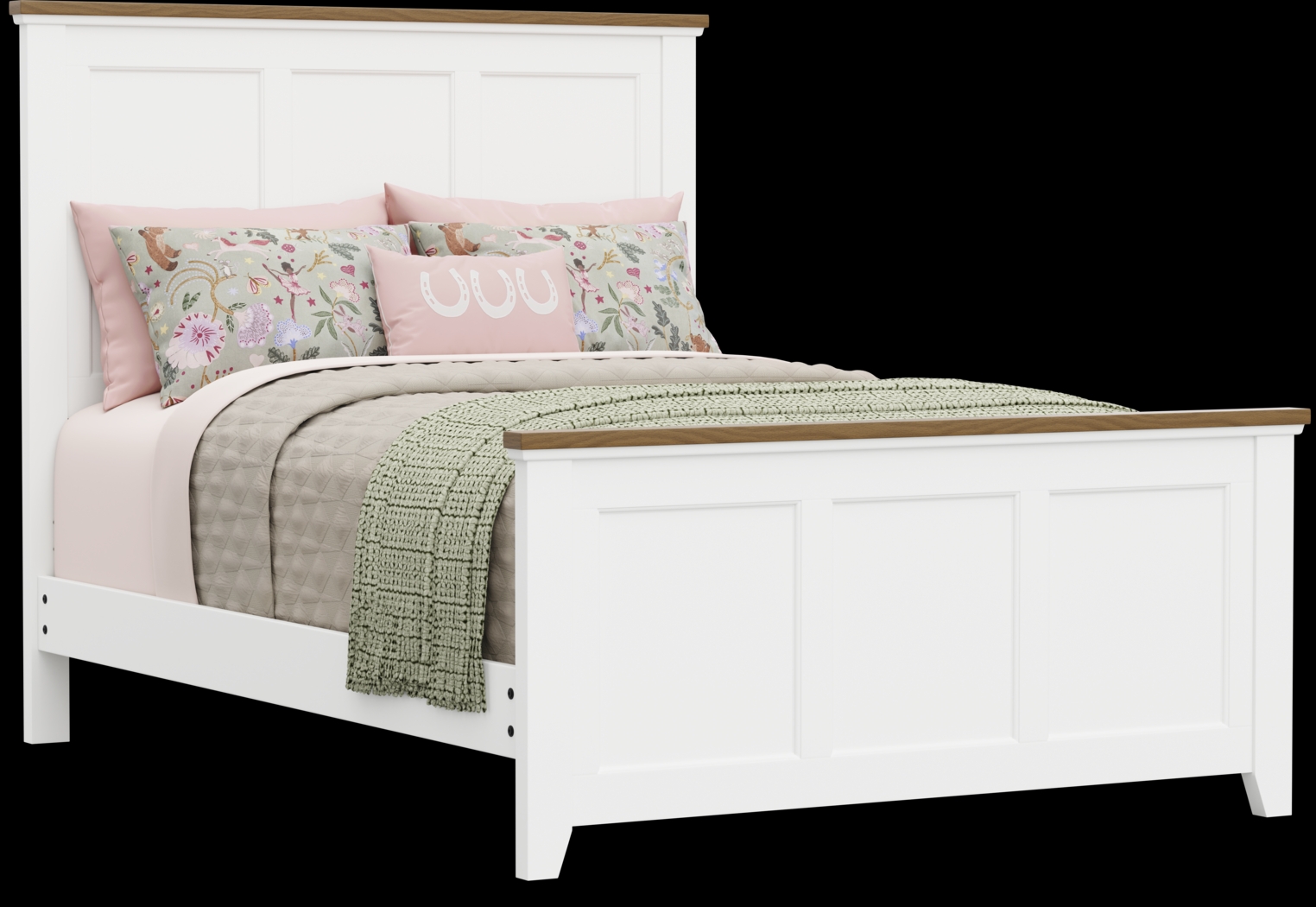 Kids Sugar Hollow White Full Panel Bed - Thumbnail - Image 1
