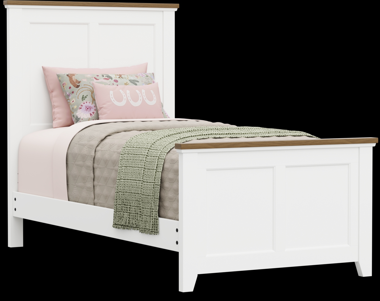 Kids Sugar Hollow White Twin Panel Bed - Thumbnail - Image 1