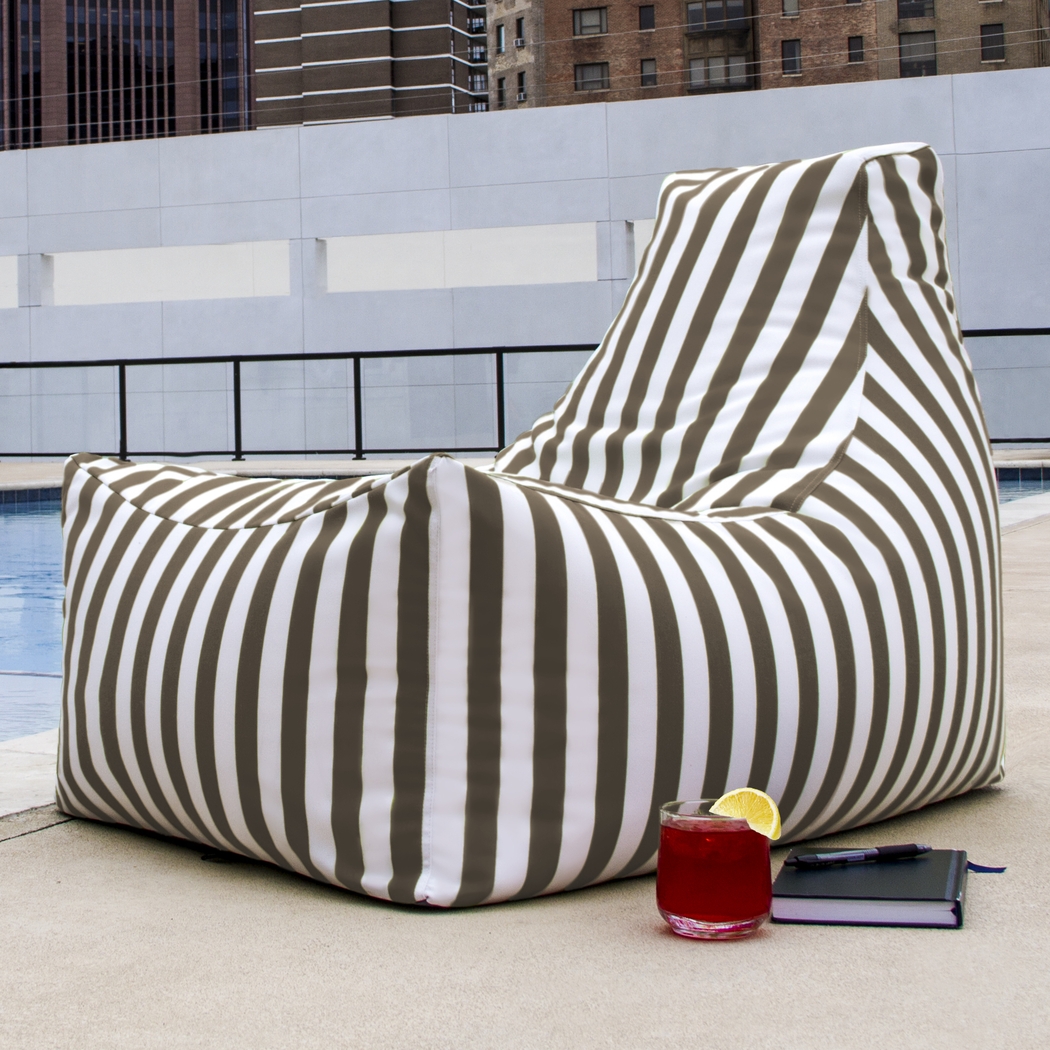 Kids Summerly Taupe/White Indoor/Outdoor Bean Bag Chair - Thumbnail - Image 4