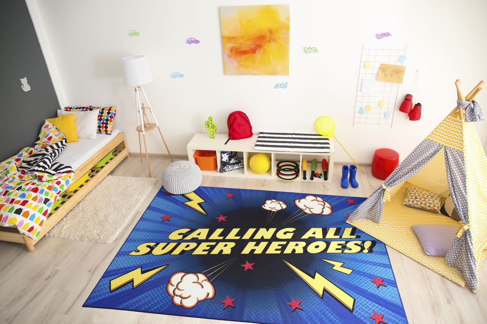 Kids Superhero Call Blue 5' x 7' Rug - Thumbnail - Image 2