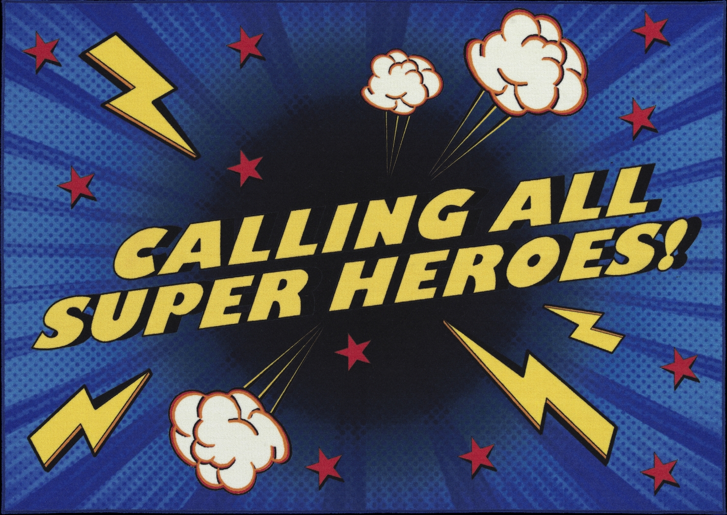 Kids Superhero Call Blue 7' x 9' Rug - Thumbnail - Image 1