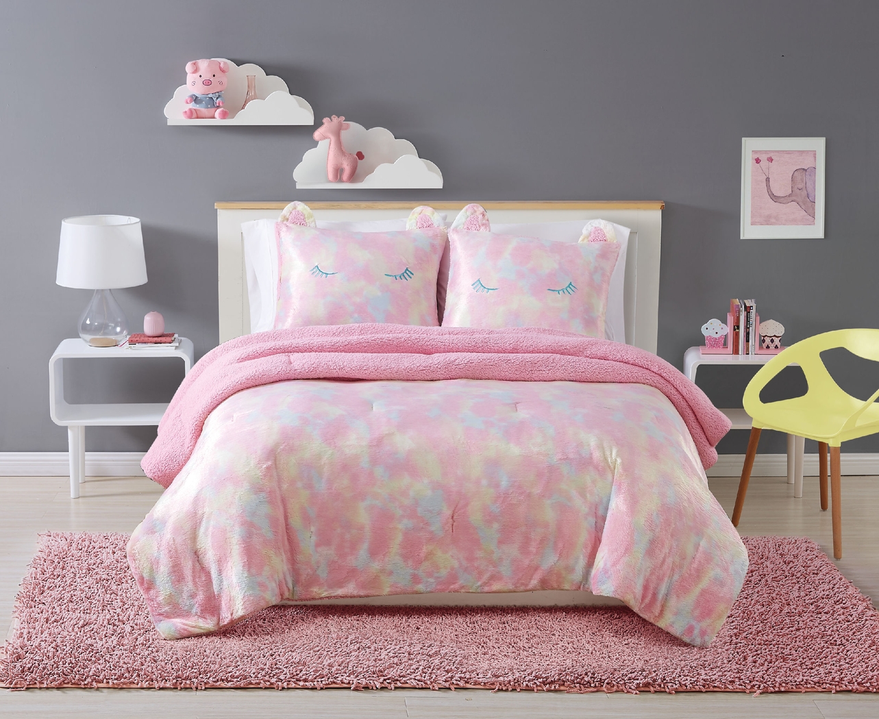 Kids Sweet Rainbow Pink 2 Pc Twin XL Comforter Set - Thumbnail - Image 1