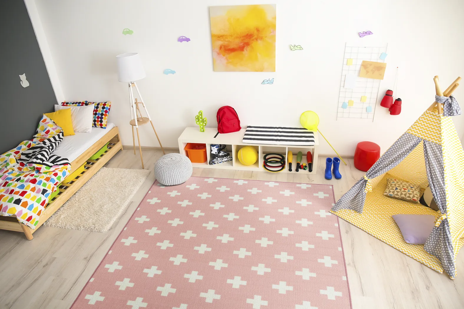 Kids Swiss Cross Pink 5' x 7' Rug - Thumbnail - Image 2