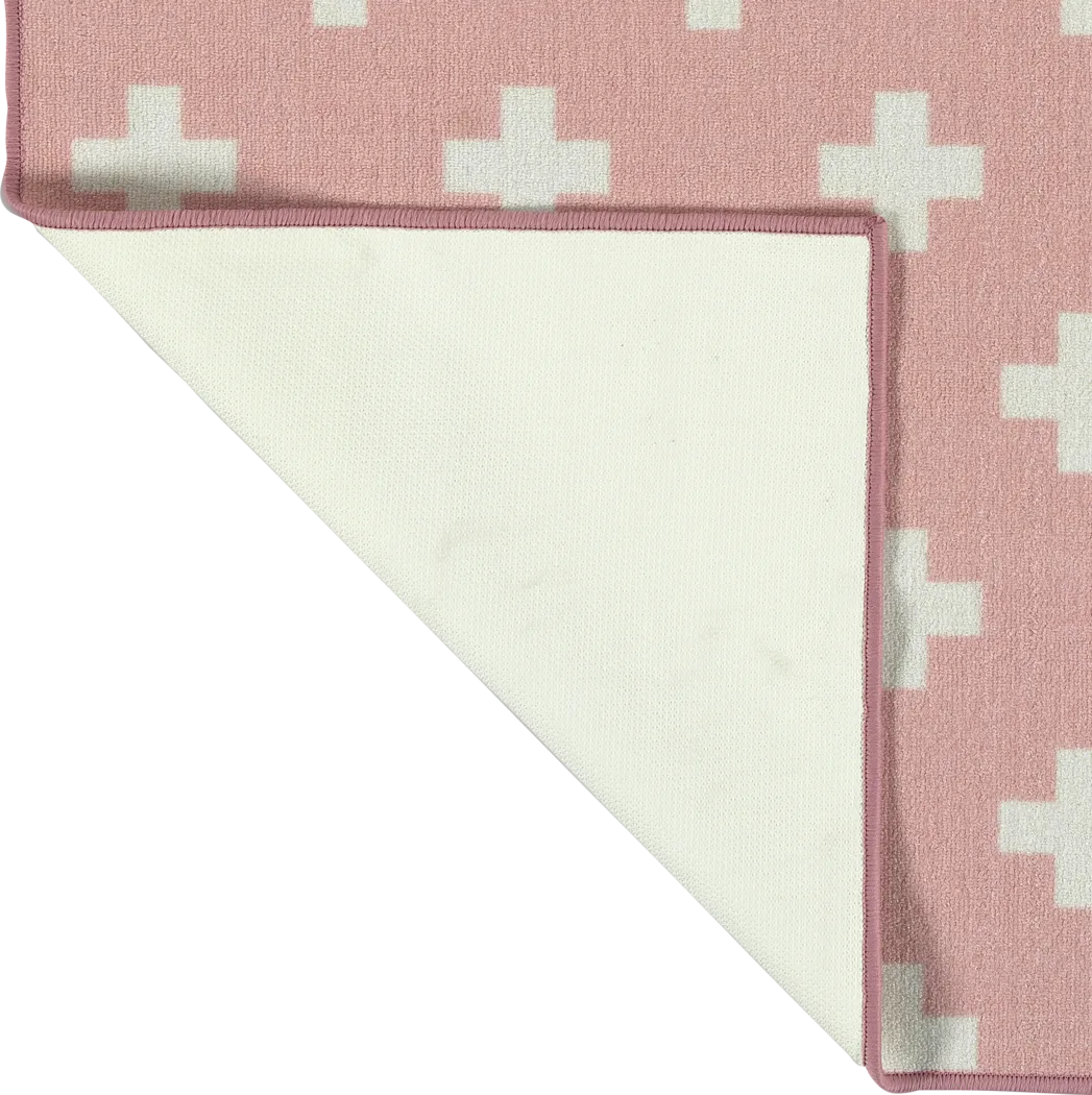 Kids Swiss Cross Pink 5' x 7' Rug - Thumbnail - Image 4