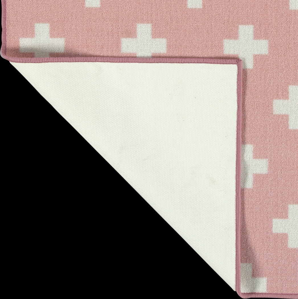 Kids Swiss Cross Pink 7' x 9' Rug - Thumbnail - Image 4